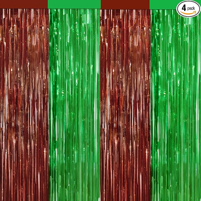 4 Packs Football Foil Fringe Curtain, Baby Shower, Super Bowl, Football Game by BSRESIN