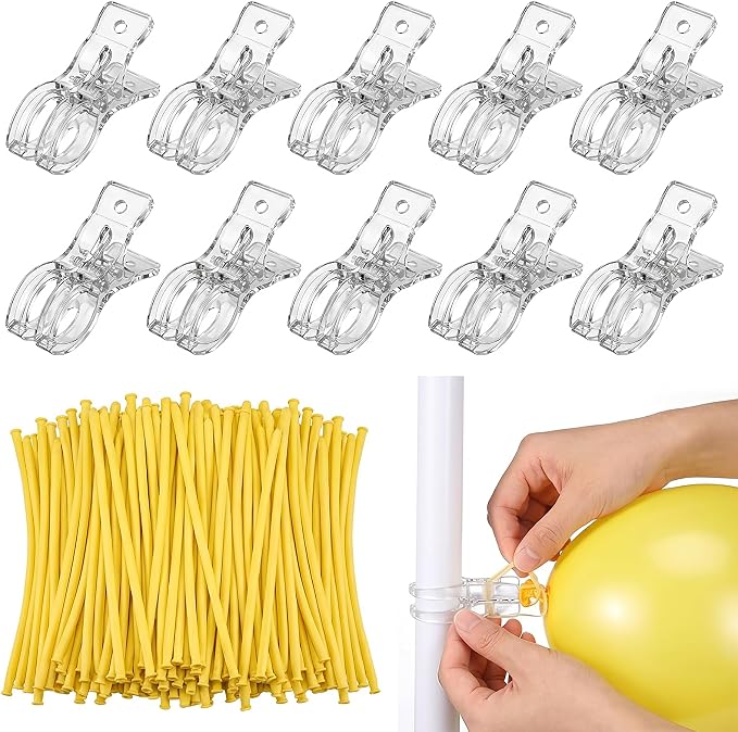 100 Pcs Long Balloons for Tying Balloon Arch and 10 Pcs Arch Clips by Unknown