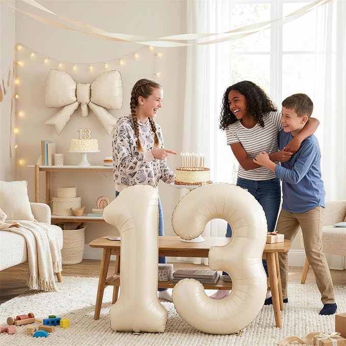 40 Inch Cream Number Balloons 0-9 - Image 7