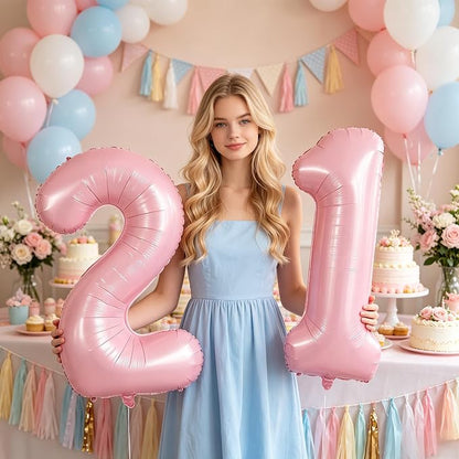 TONIFUL 40 Inch Pastel Pink Number 1 Balloons Large Foil 1st Birthday Decor | - Image 5