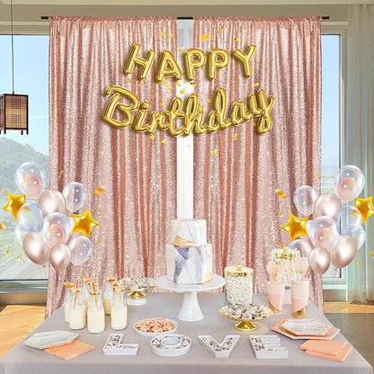PartyDelight Rose Gold Sequin Backdrop Curtains 5x10ft 2 Sparkly Panels | 4 - Image 7