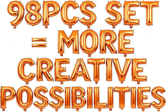 98 Pcs Orange Letter Balloons, Custom 3 Set A-Z Set by GOGAKIE