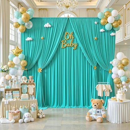 50x12 ft Turquoise Backdrop Curtains - Image 5