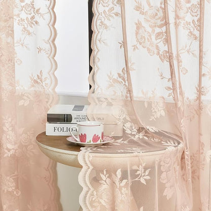 SEEKRIGHT Blush Pink Lace Curtains - Image 4