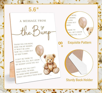 Bear Balloon A Message From the Bump Baby Shower Signs, Wooden Gender Reveal - Image 2