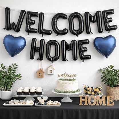 Welcome Home Balloons Navy Blue Black, 16Inch Welcome Home Foil Balloons Banner - Image 5
