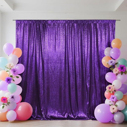 SquarePie 6x6ft Purple Sequin Backdrop, High Density Non-Transparent Glitter by SquarePie