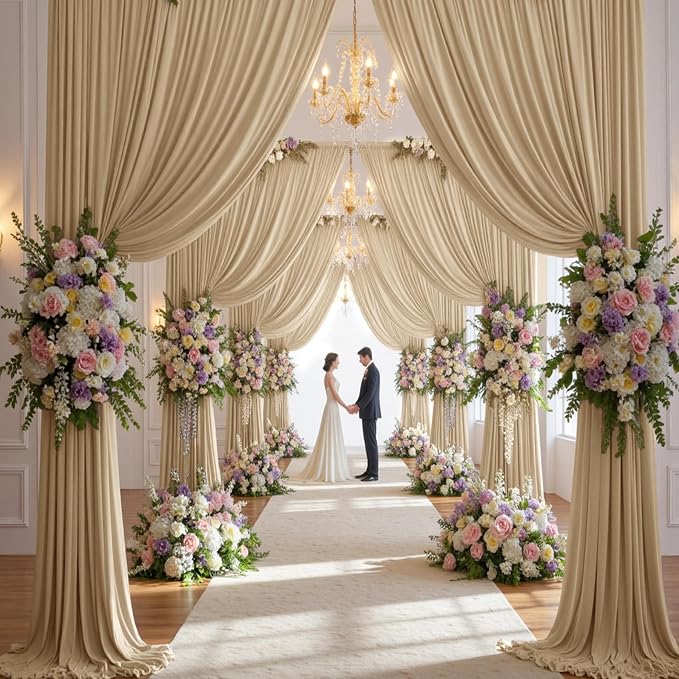 30ft×14ft Long Champagne Backdrop Curtain - Image 6