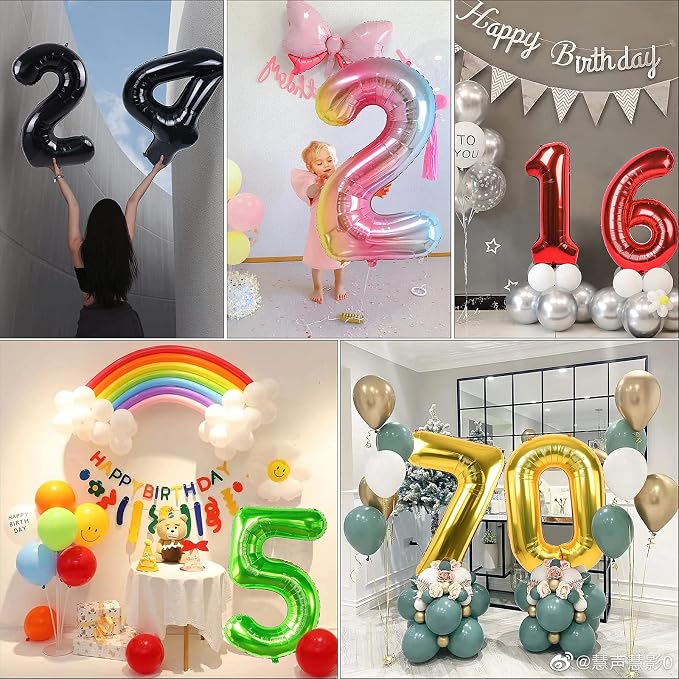 40 Inch Number Balloons 0-9 Rainbow Gradient Large Number 0 Balloons, Digital - Image 9