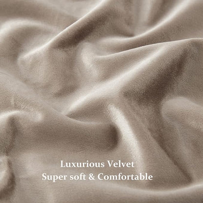 BULBUL Taupe Velvet Blackout Curtains 90 inch Long - Image 6