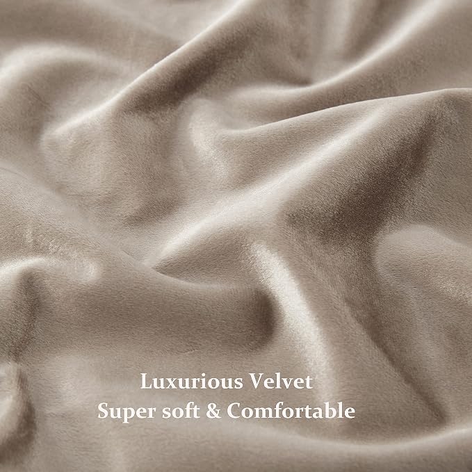 BULBUL Taupe Velvet Blackout Curtains 96 inch Long - Image 6