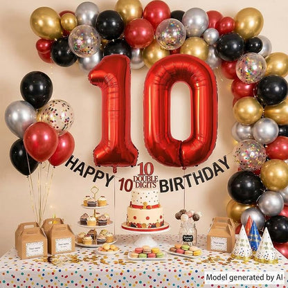 Red Number 10 Balloon 40 Inch, Foil Numeral - Image 7