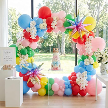 Rainbow Balloons, 12 Inches Yellow Hot Pink Lime Green Blue Red Neon Balloons - Image 5