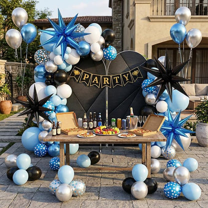 22/27 Inch Blue Black Star Balloons, Cone Spike Balloon, Aluminum Foil Balloon - Image 6