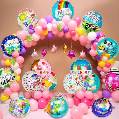 100 Pcs Happy Birthday Balloons, 18IN Round Birthday Mylar Foil Balloon | Party - Image 3