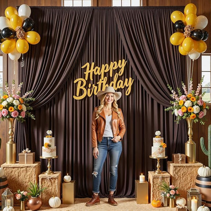 10×12ft Wrinkle Free Brown Backdrop Curtain - Image 7