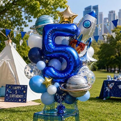 Navy Blue Balloon Number 5, 40 Inch Large Self Inflating Foil Mylar Number - Image 5