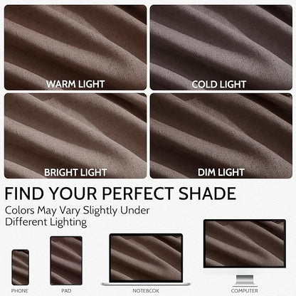 Cappuccino Linen Curtains for Living Room 100 Inches Long Light Filtering Semi - Image 3
