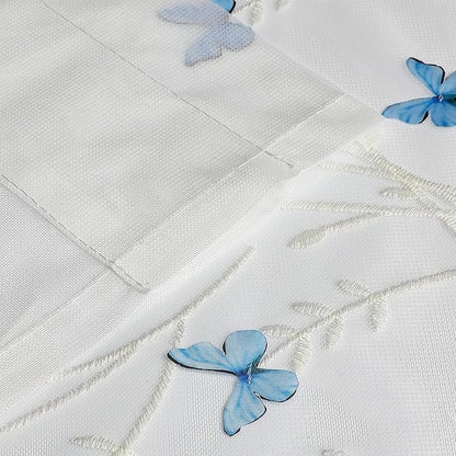White Sheer Voile Curtains White Embossed Butterflies 72 Inches | Light - Image 5