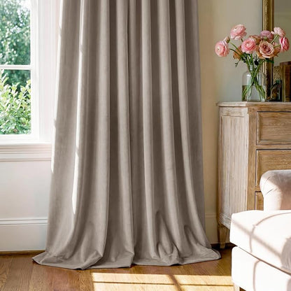 Camel Beige Velvet Curtains for French Door Decor, Light Blocking, Heat - Image 7