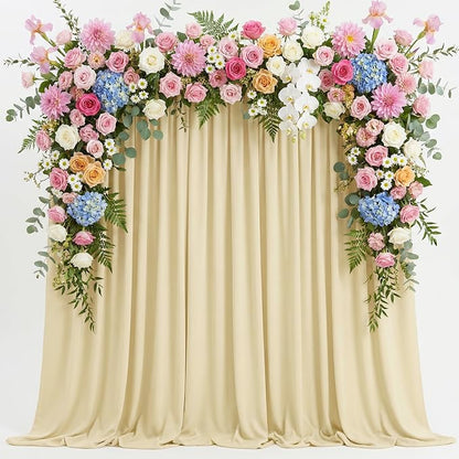 Beige Backdrop Curtain for Wedding Parties Backdrop Drapes 10x8FT | Wrinkle by Wokceer