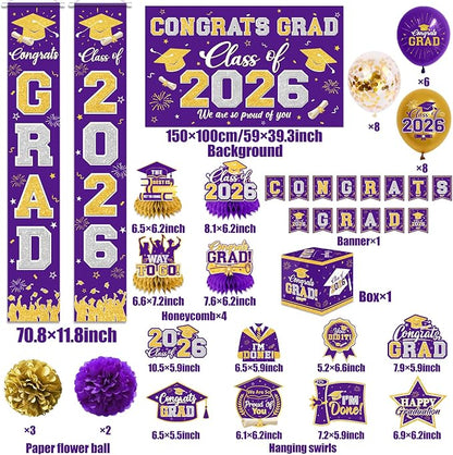 Graduation Decorations Class of 2026 Purple and Gold Graduation Decorations - Image 5