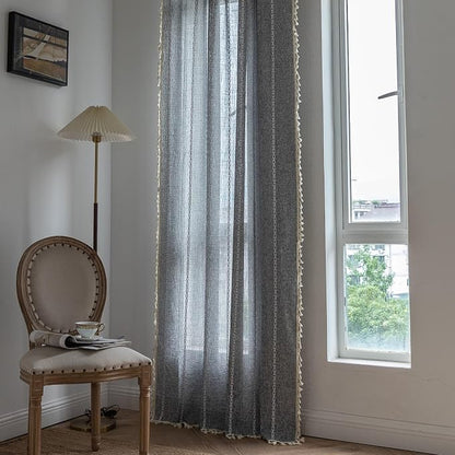 Sutuo Home Boho Curtain for Bedroom Living Room Kitchen, Semi Blackout Linen - Image 6