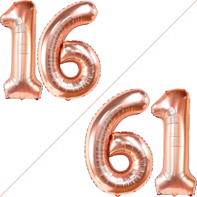 KatchOn Rose Gold 16 Balloon Numbers 40 Inch | Foil Balloon - Image 2
