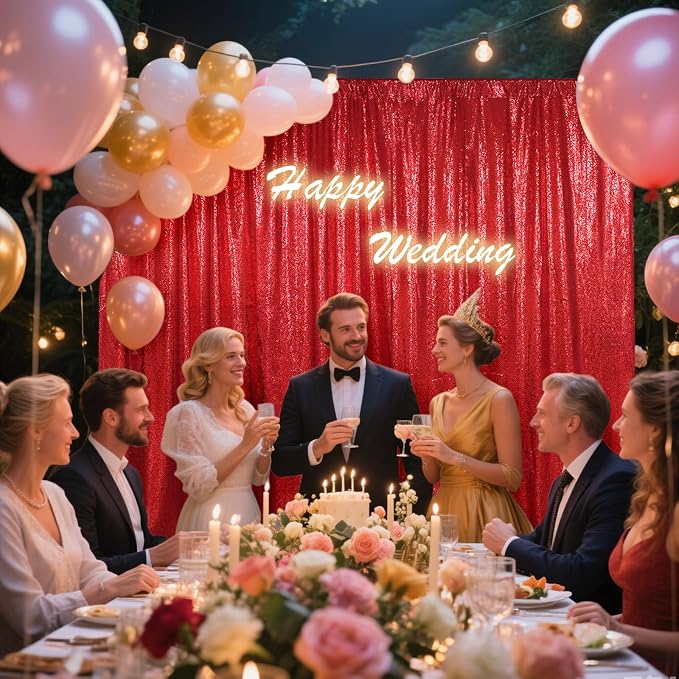 SquarePie 6x8ft Red Sequin Backdrop, High Density Non-Transparent Glitter - Image 4