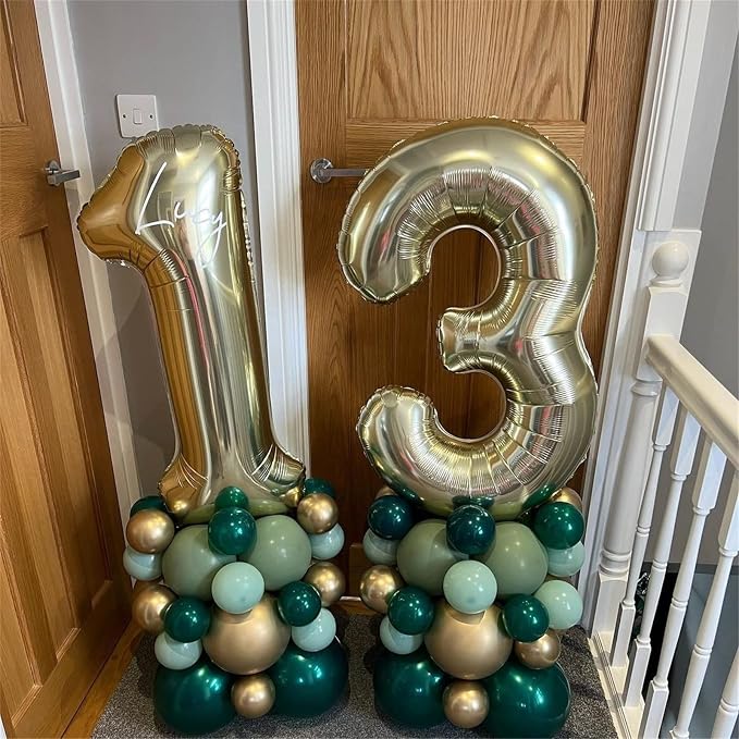Champagne Gold Number 3 Balloons, 40 Inch Giant Light Gold Helium Foil Number - Image 4