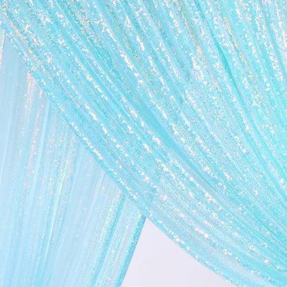 Blue Iridescent Sequin Backdrop 7ft x 7ft Glitter Photo Booth Backdrop | - Image 4