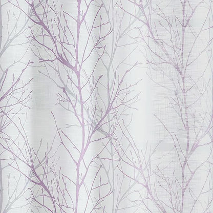 FMFUNCTEX Linen Lilac White Semi Sheer Print Curtains 84 Inch Long 2 Panels | - Image 8
