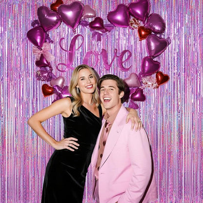 Shimmering Purplish Pink Foil Fringe Curtains - Image 6