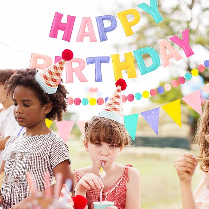 CANREVEL 3 PCS Pre-Strung 3D Happy Birthday Banner Decorations, Candy | - Image 2