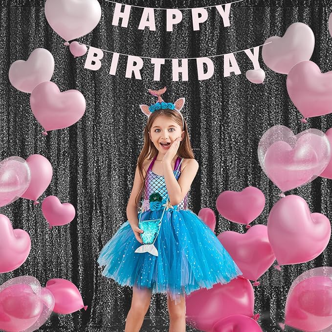2×8FT-2PCS Black Sequin Backdrop Curtains Panels, Photography Backdrop Glitter - Image 3