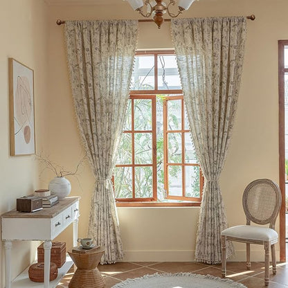 ENJOYBRIDAL Floral Curtains 84 Inch Long Vintage 2 Panels Drapes Rod Pocket - Image 5