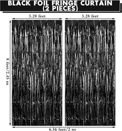 2 Pack Fringe Curtains Foil Shiny Fringe Backdrop Tinsel Door Streamers Foil - Image 2
