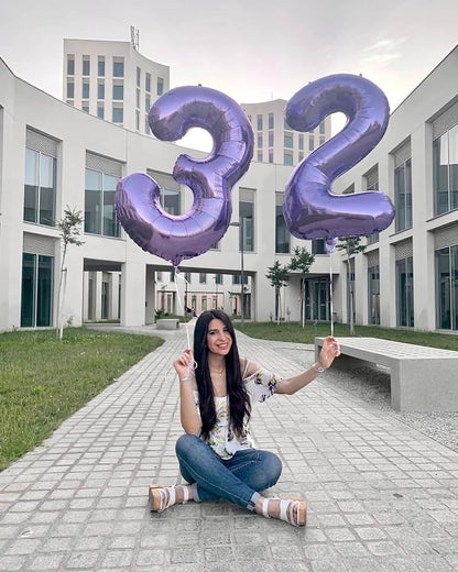 Number 18 Purple Balloons 40 Inch Giant Purple 18 Number Foil Helium Balloons - Image 7