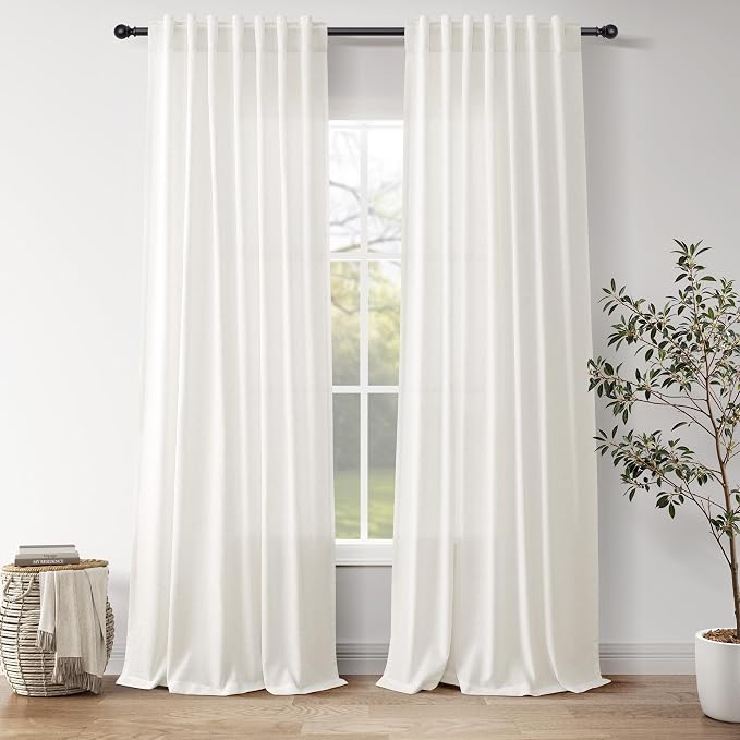 Neutral Linen Curtains 96 Inches Long by Nanspring