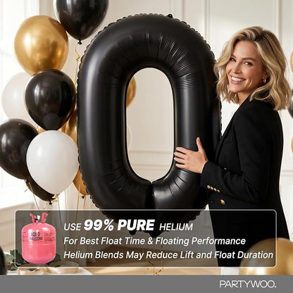 PartyWoo Number Balloons 40 Inch Black Number 0 Kit 25pcs - Image 5