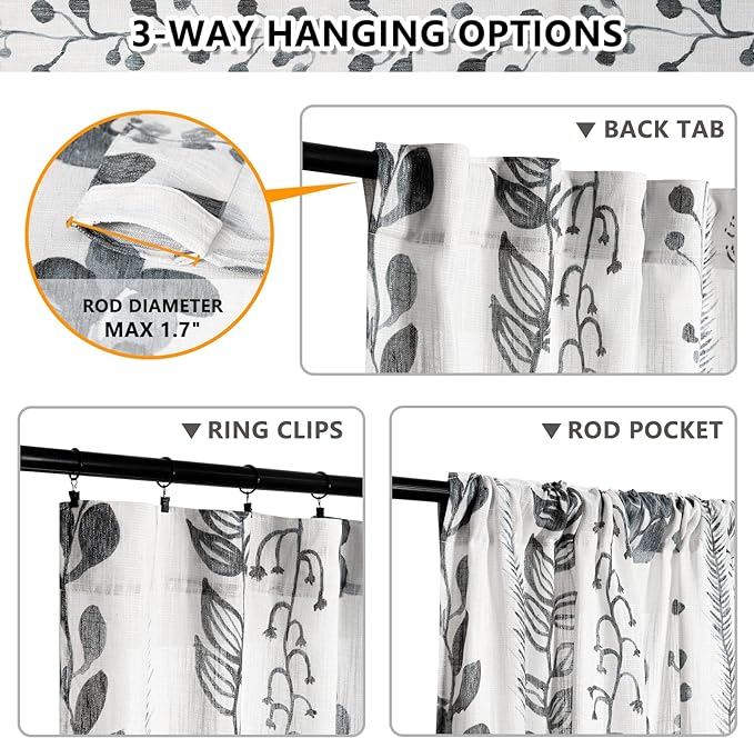 Boho Curtains for Living Room Light Filtering Privacy Protection Cotton - Image 3