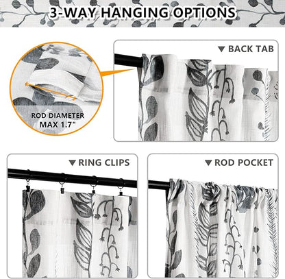 Boho Curtains for Living Room Light Filtering Privacy Protection Cotton - Image 3