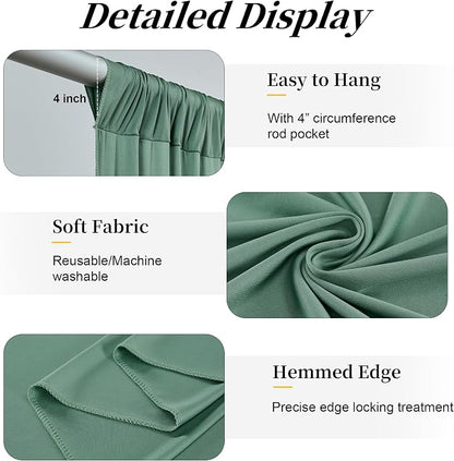 50ft x 15ft Grayish Green Backdrop Curtains - Image 6
