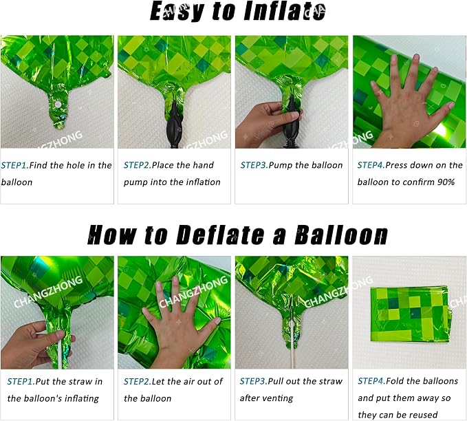 40 inch giant Green pixel miner game number 9 balloon | Large mining theme foil - Image 2
