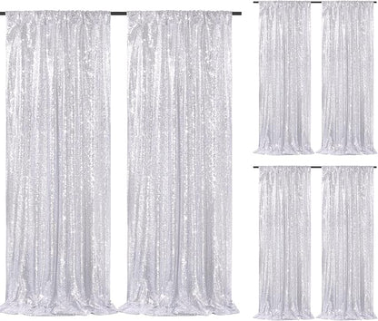 Silver Sequin Backdrop Curtains-6 Panels 2FTx8FT Silver Backdrop by SoarDream