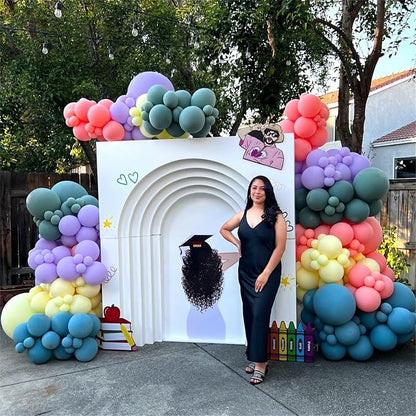 144PCS Rainbow Balloon Arch Kit, Mustard Yellow Beige Balloons - Image 4
