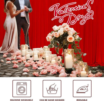 Red Backdrop Curtains for Party Valentine's Day Arch Stage Wedding Ceremony Red - Image 7