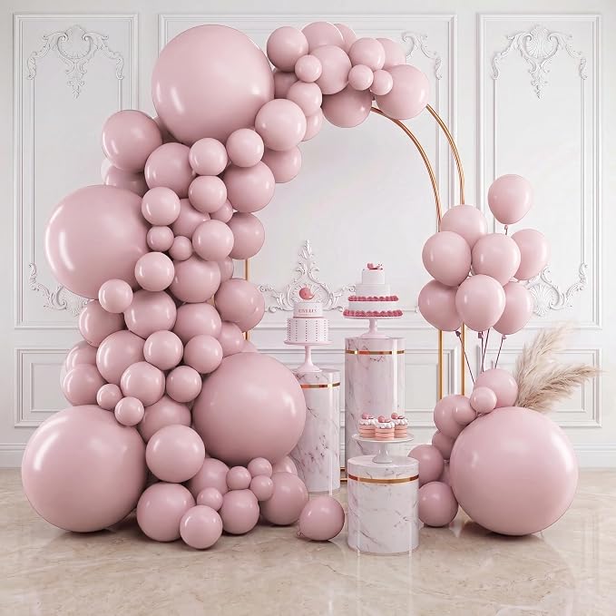 RUBFAC Dusty Pink Balloons Different Sizes Blush Pink Balloon Arch 154pcs | by RUBFAC