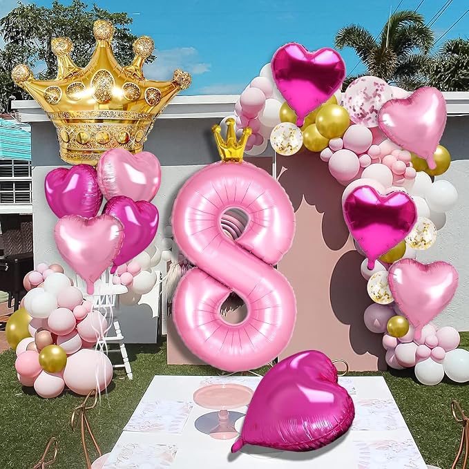 Princess 1st Birthday Party Decorations, 40 inch Large Pink Crown 1 Balloon - Image 4
