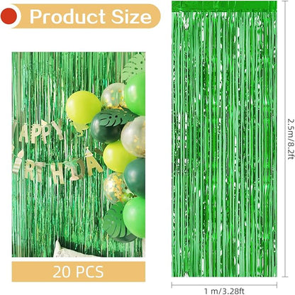 20 Pack Green Metallic Tinsel Foil Fringe Curtains - Image 3